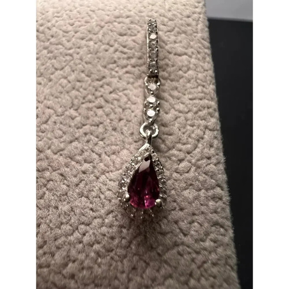 Rubellite and zircon earrings in platinum over sterling silver - Picture 9 of 10